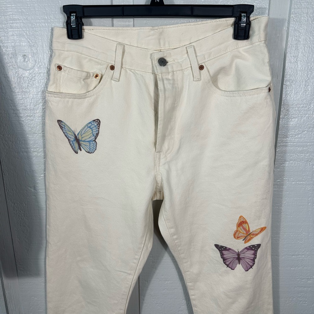 Levi’s Women’s White 501 Butterfly Jeans Size 30 x 28 EUC - Picture 5 of 12